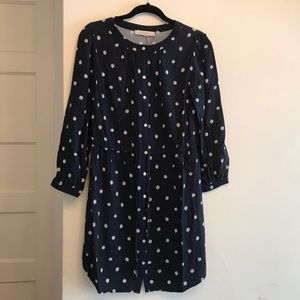 LOFT Navy Polka Dot Dress